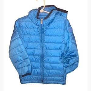 Baby Gap lightweight puffer jacket electric blue with black trim 4T